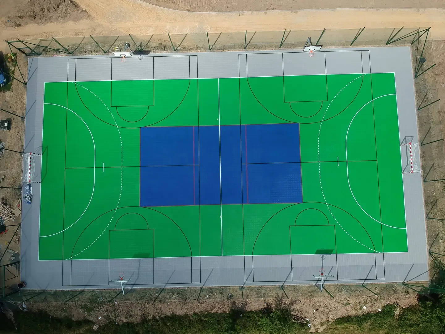 Modular polypropylene multi-sport court manufactured by NOCERO, aerial view